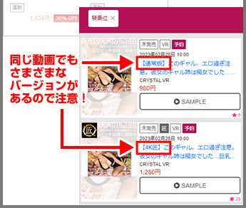 STEP3 同じ動画でもさまざまなバージョン違いがあるので注意！
