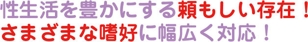 性生活を豊かにする頼もしい存在！さまざまな嗜好に幅広く対応！