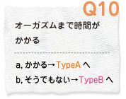 Q10 オーガズムまで時間がかかる a.かかる→TypeAへ　b.そうでもない→TypeBへ