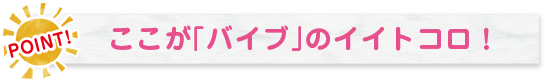 POINT! ここが「バイブ」のイイトコロ！